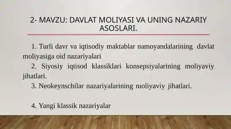 Davlat moliyasi va uning nazariyasoslari 2