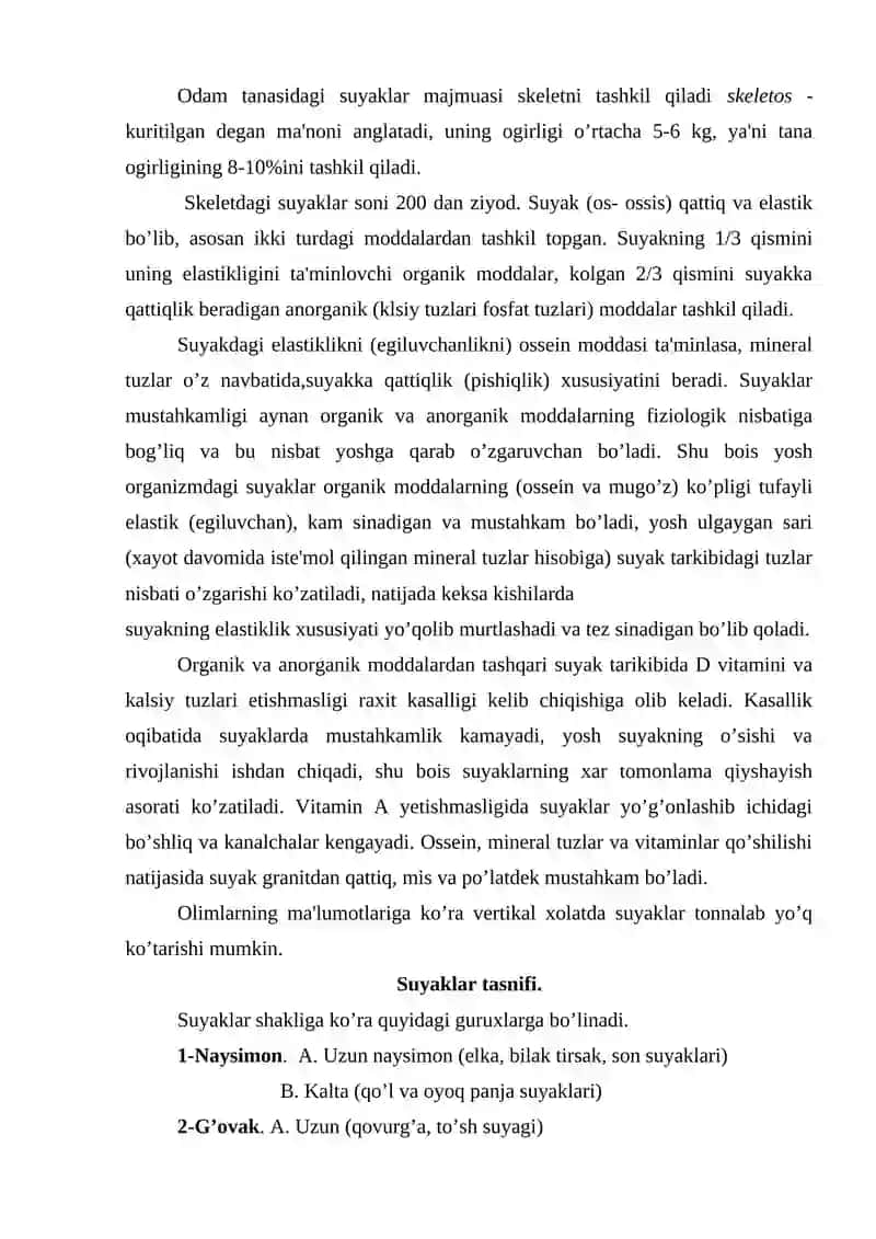 Suyaklar haqida umumiy ma’lumot 2