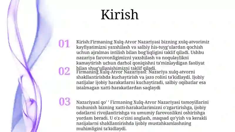 Firmaning Xulq-Atvor Nazariyasi 2