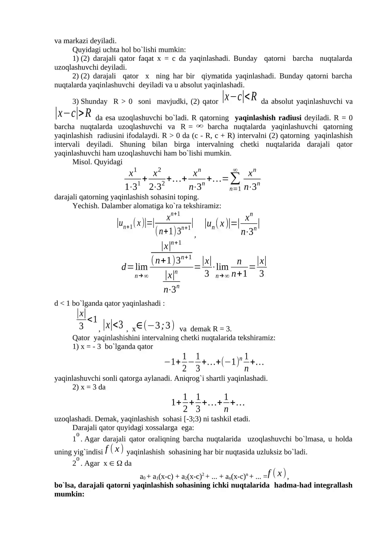 FUNKTSIONAL QATORLAR. DARAJALI QATORLAR TEYLOR QAROTI 2