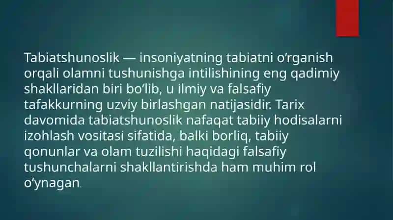 Tabiatshunoslikning falsafiy kontseptsiyalari 2