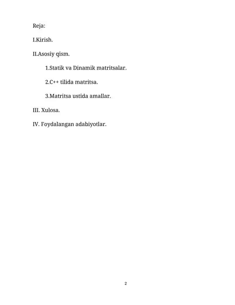 C++ da Matritsalar ustida amallar bajaruvchi dastur 2