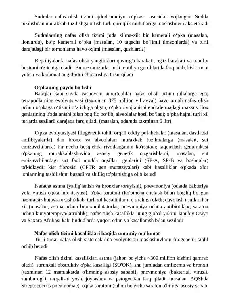 Taqqoslovchi nafas olish anatomiyasi 2