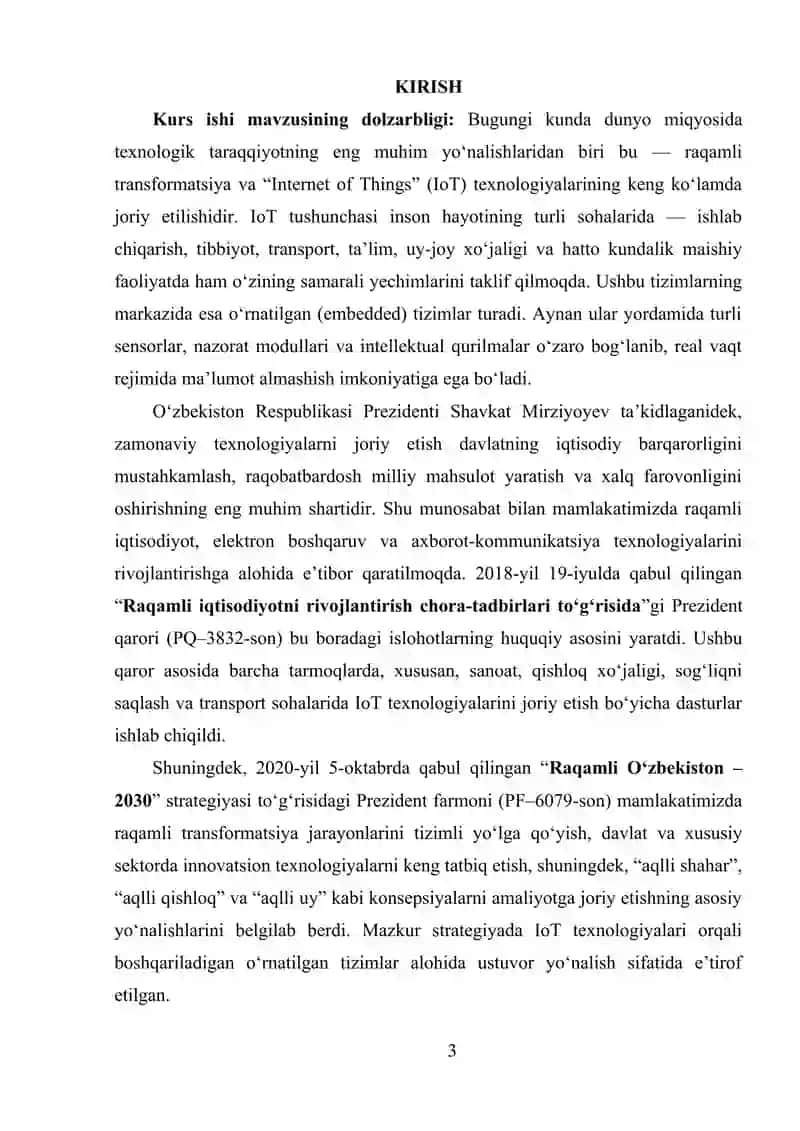 O‘RNATILGAN TIZIMLARDA IOT (INTERNET OF THINGS) QO‘LLANISHLARI 2