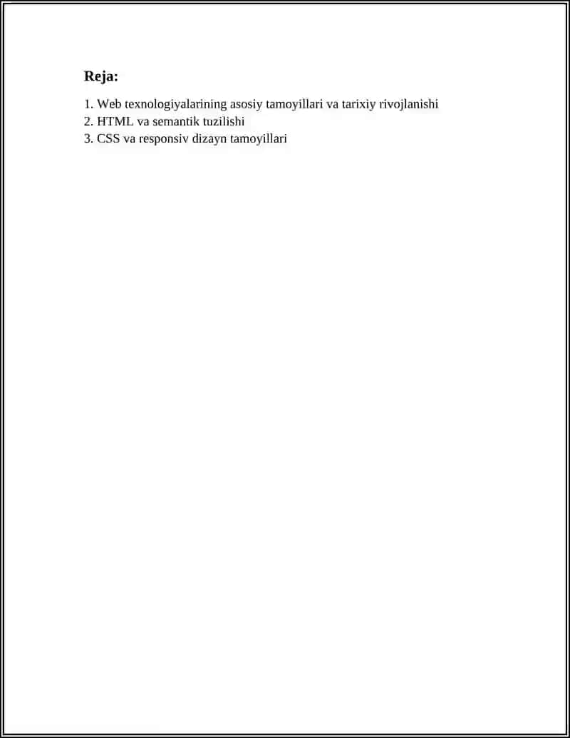 WEB TEXNALOGIYALAR,WEB ILOVALAR BROWSERLAR 2