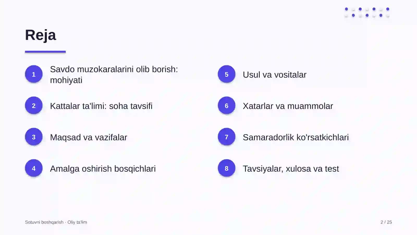 Kattalar ta'limida savdo muzokaralarini olib borish 2