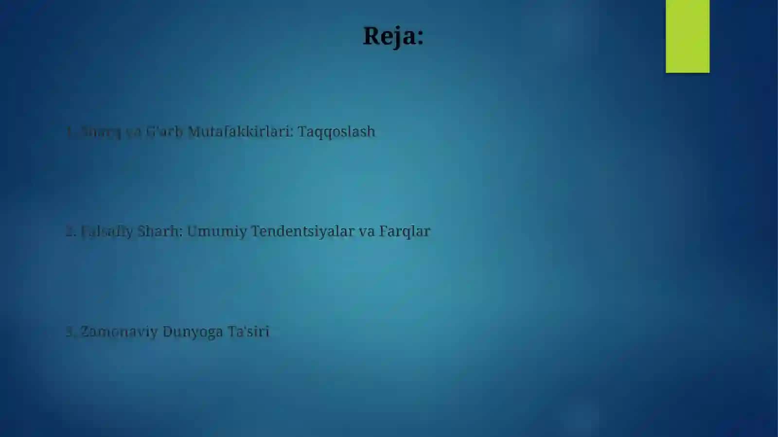 Sharq va G'arb Mutafakkirlari: Taqqoslash 2