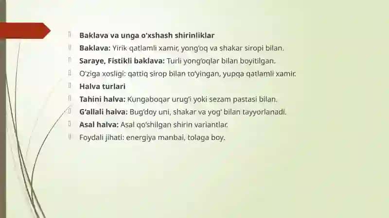 Sharq shirinliklari turlari 2