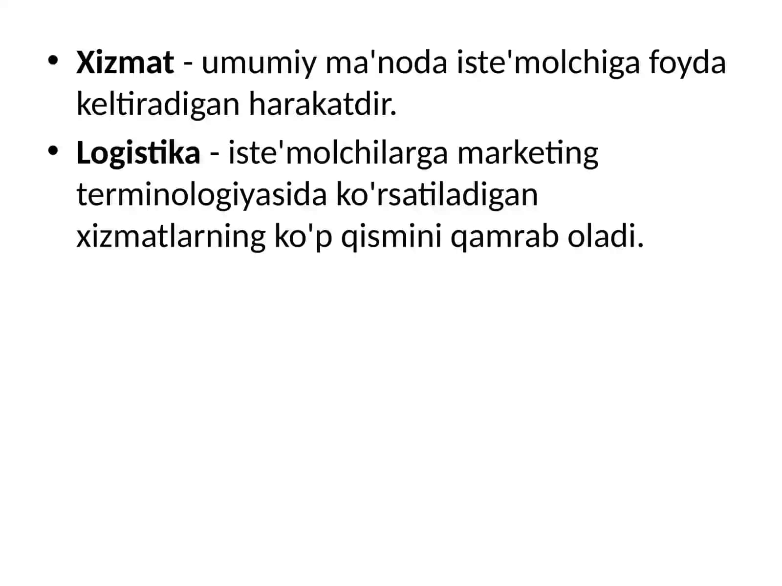 Logistika da servis xizmati 2