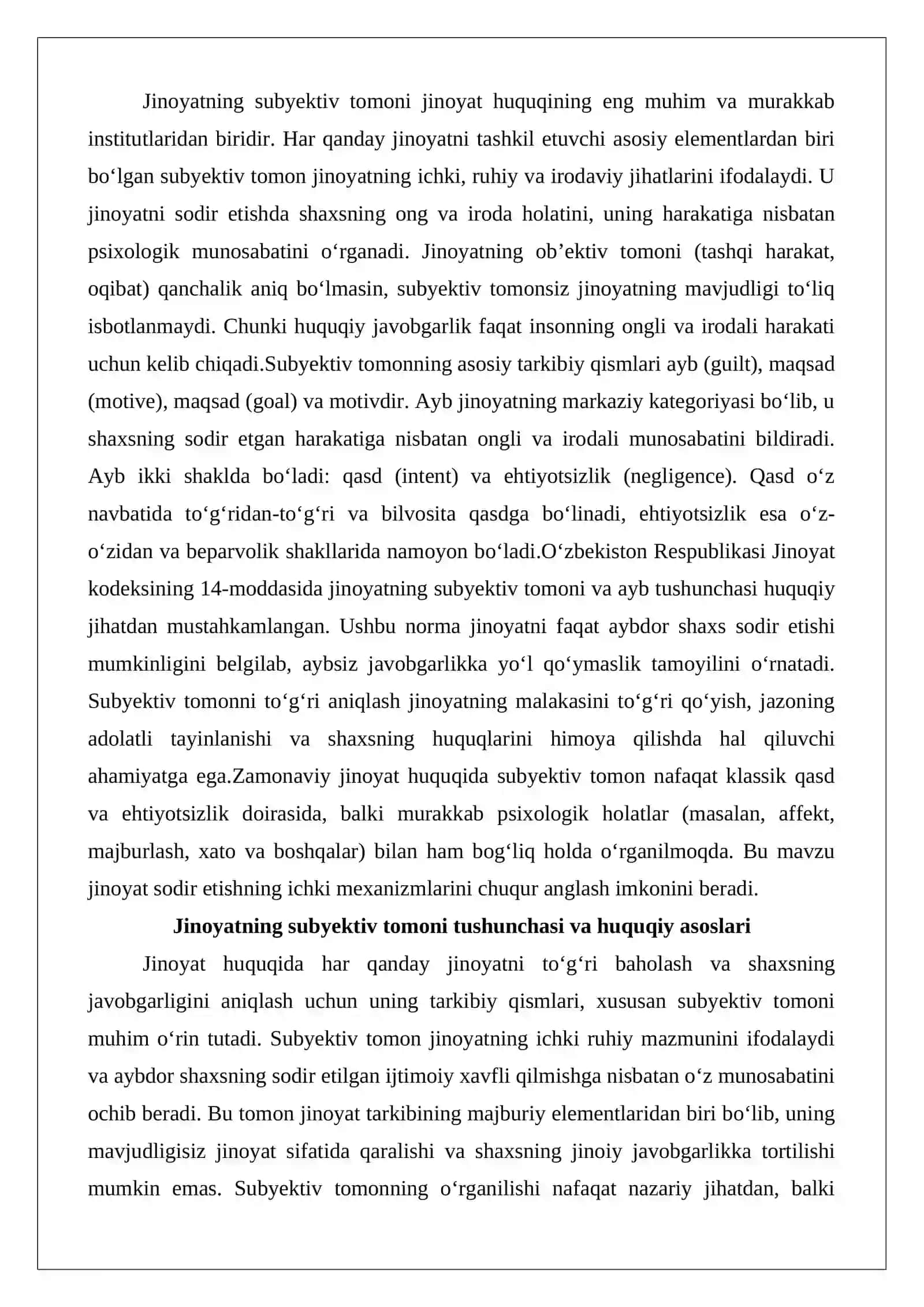 Jinoyatning subyektiv tomoni 2