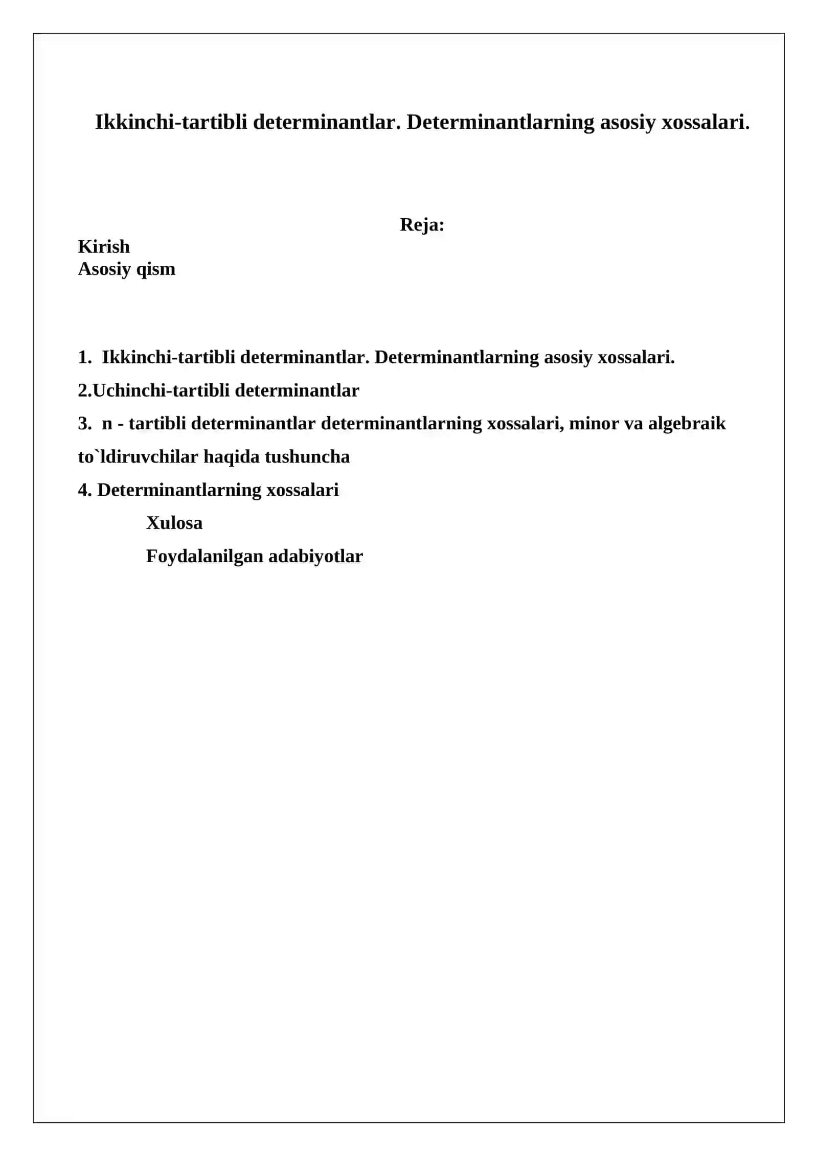Oliy matematika fanidan Mustaqil ish 2