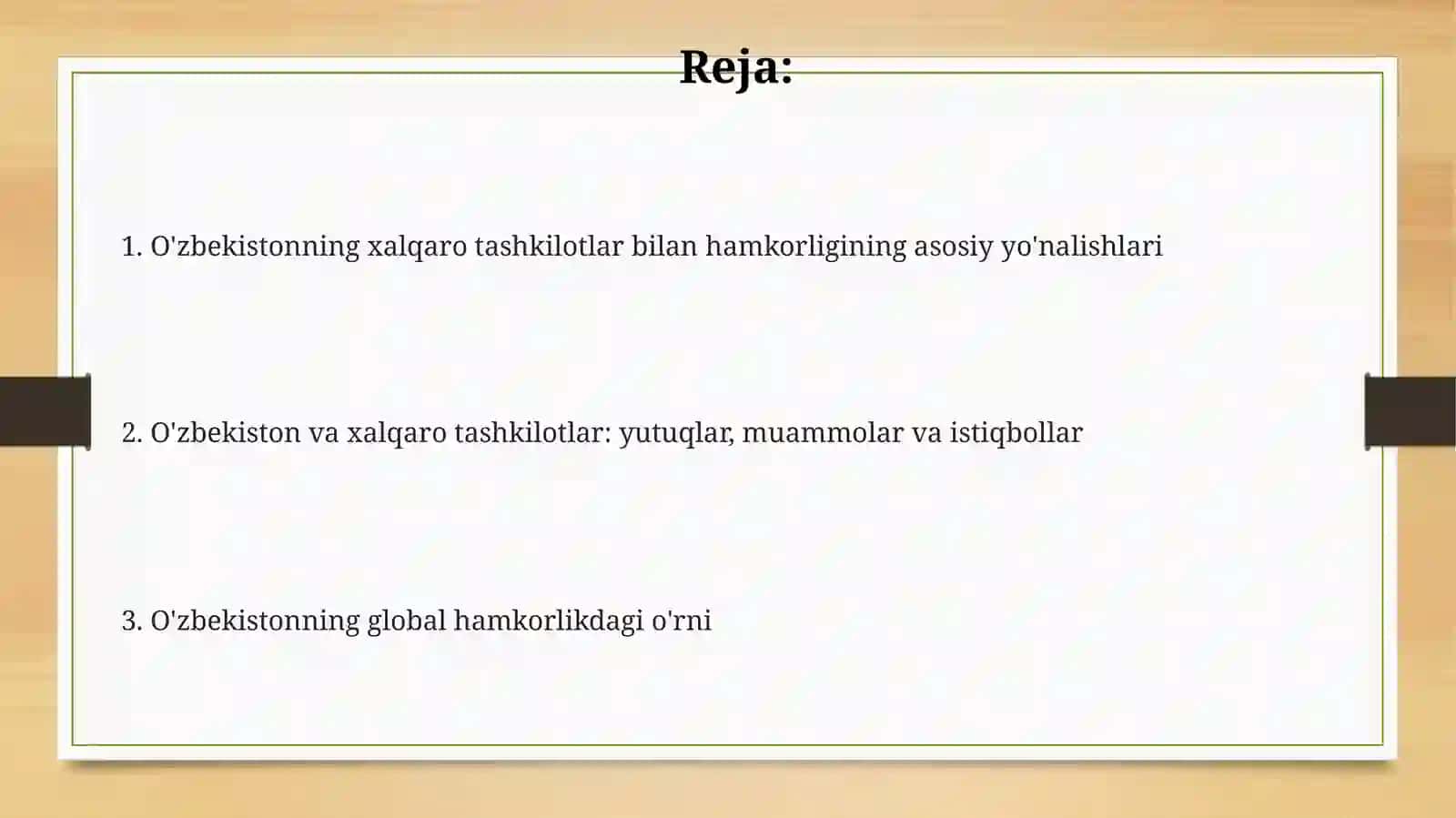 O'zbekistonning xalqaro tashkilotlar bilan hamkorligi 2