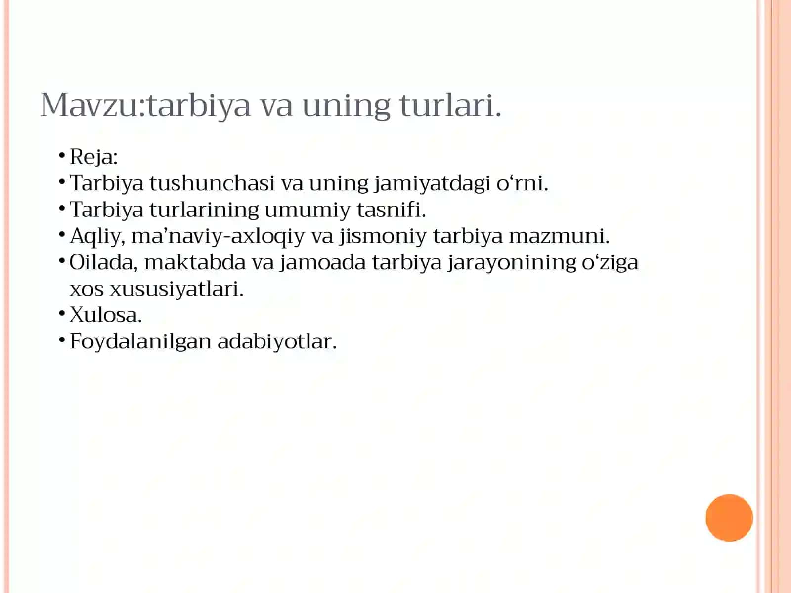 Tarbiya va Uning turlari Taqdimot 2