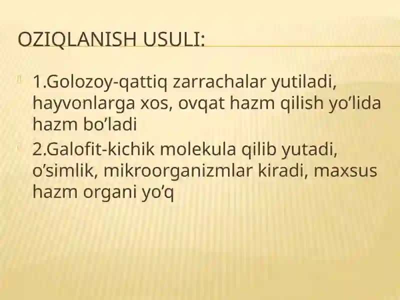 Mikroorganizmlarning oziqlanishi 2