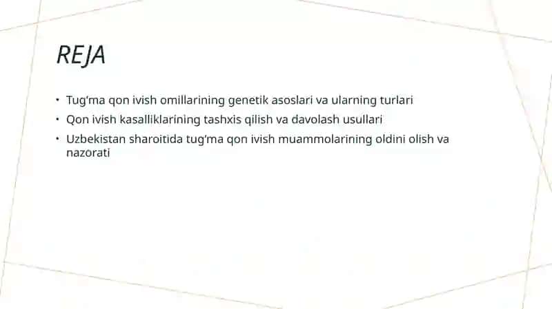 Qon ivish omillarining tugʻma kasalliklari 2
