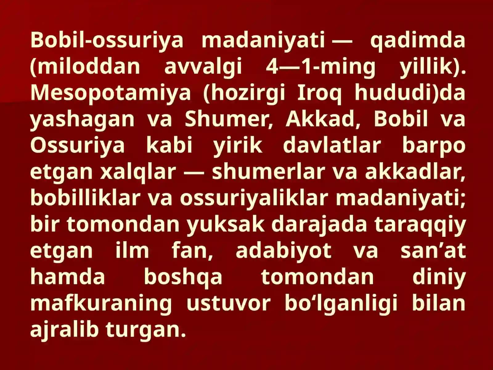 Bobil-Ossuriya madaniyati 2