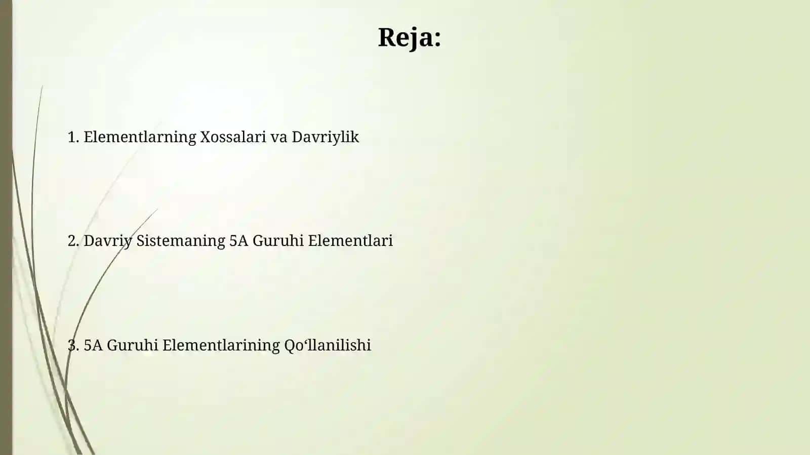 Davrey sistemaning asosiy 5A guruh elementlari 2