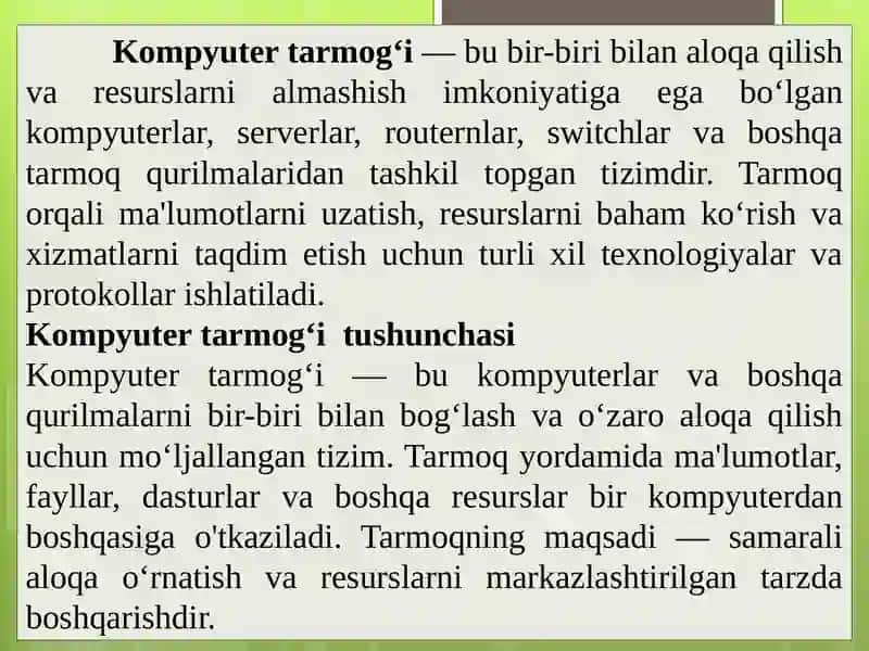 Kompyutertarmoqlarining rivojlanishi 2