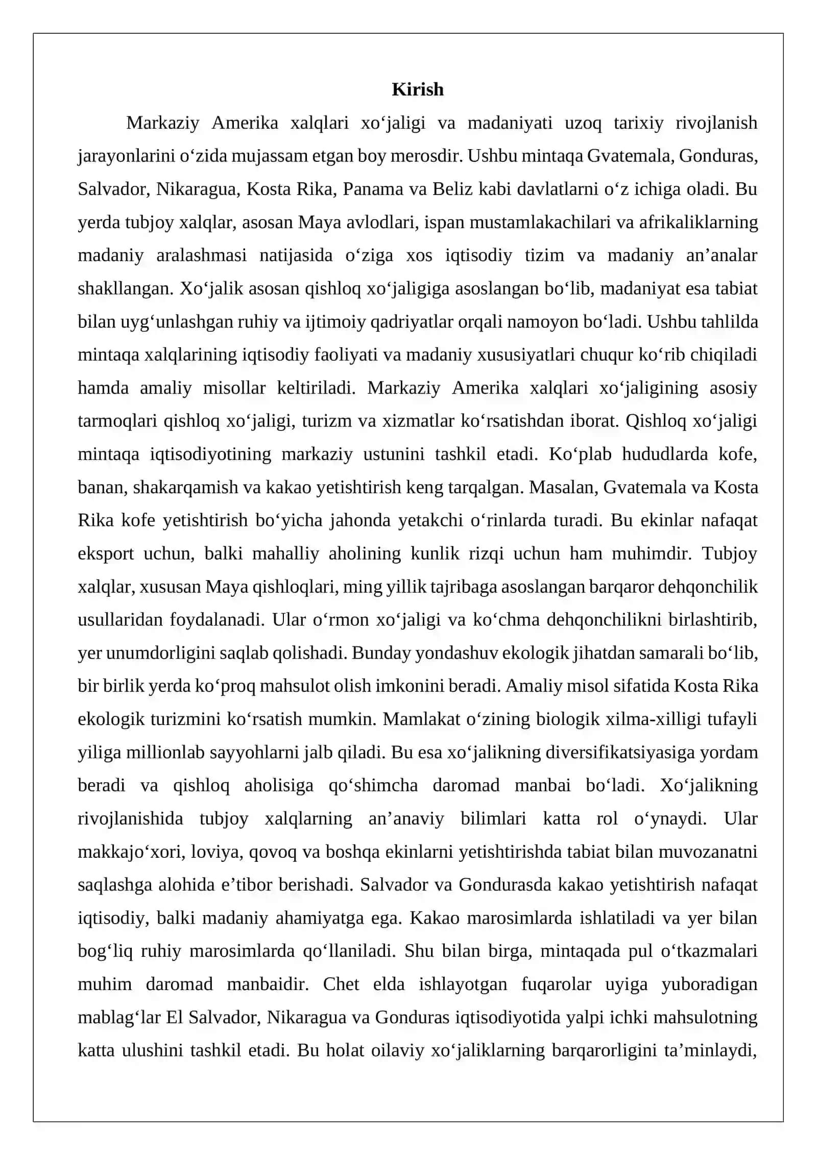 Markaziy Amerika xalqlari xoʻjaligi va madaniyati 2