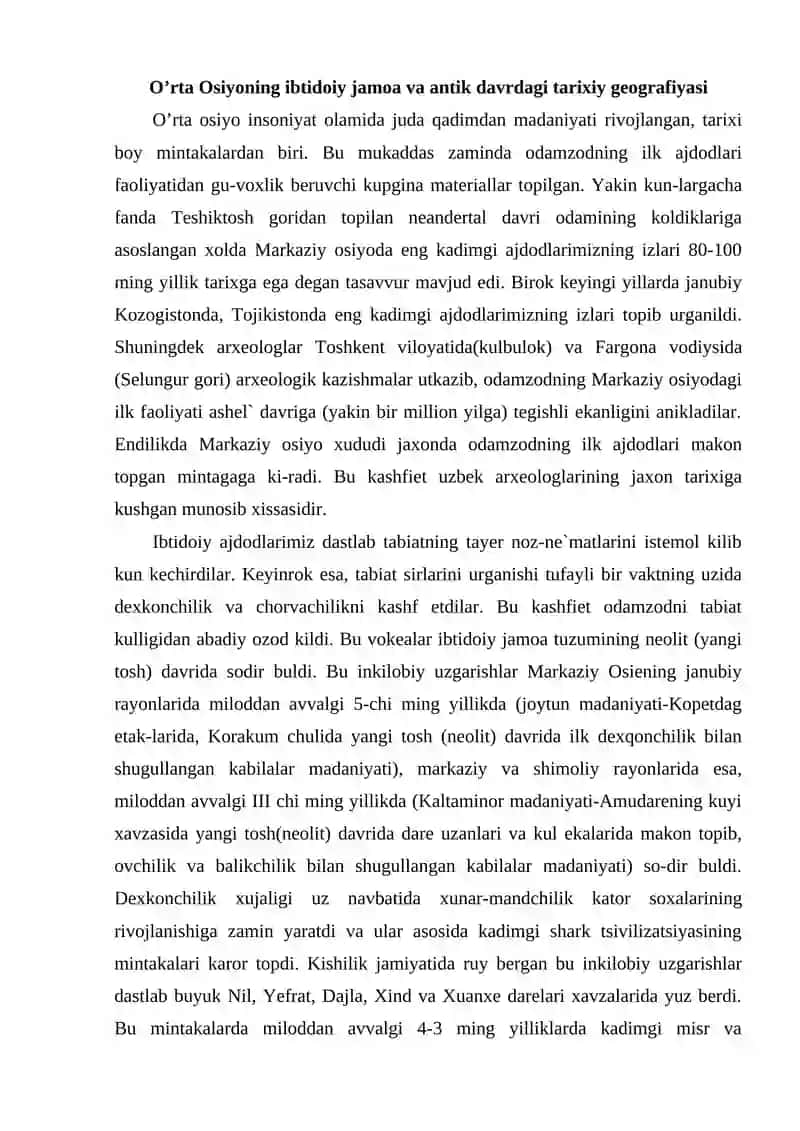 O’rta Osiyoning ibtidoiy jamoa va antik davrdagi tarixiy geografiyasi 2