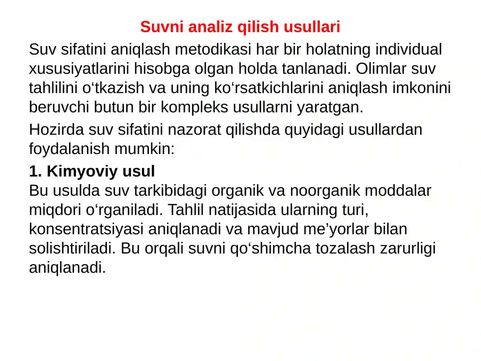 Suv tahlil usullari 2