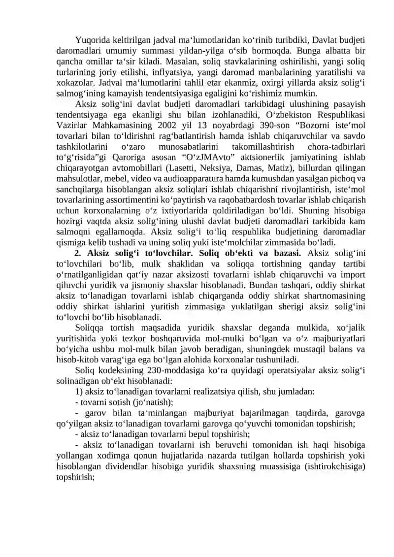 Aksiz solig‘i. Aksiz solig‘ining soliq davri va hisoblash tartibi 2