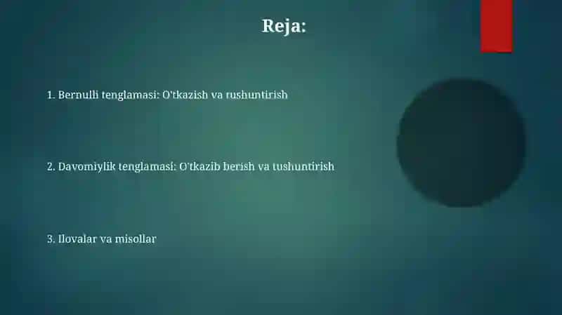 Bernulli tenglamasi 2