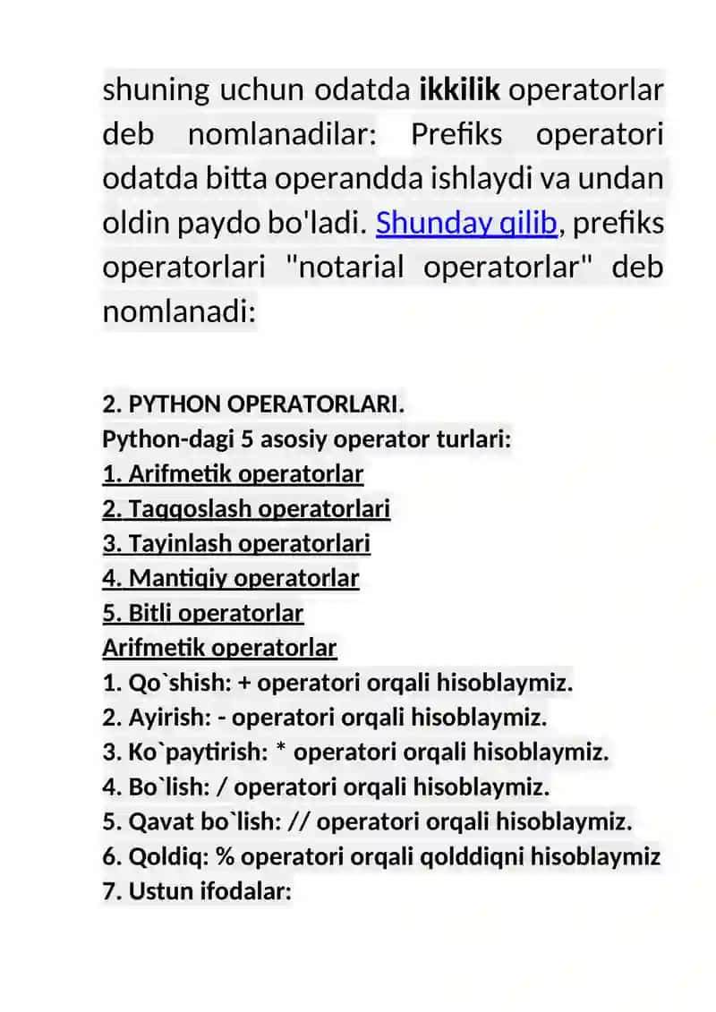 Python operatorlari 2