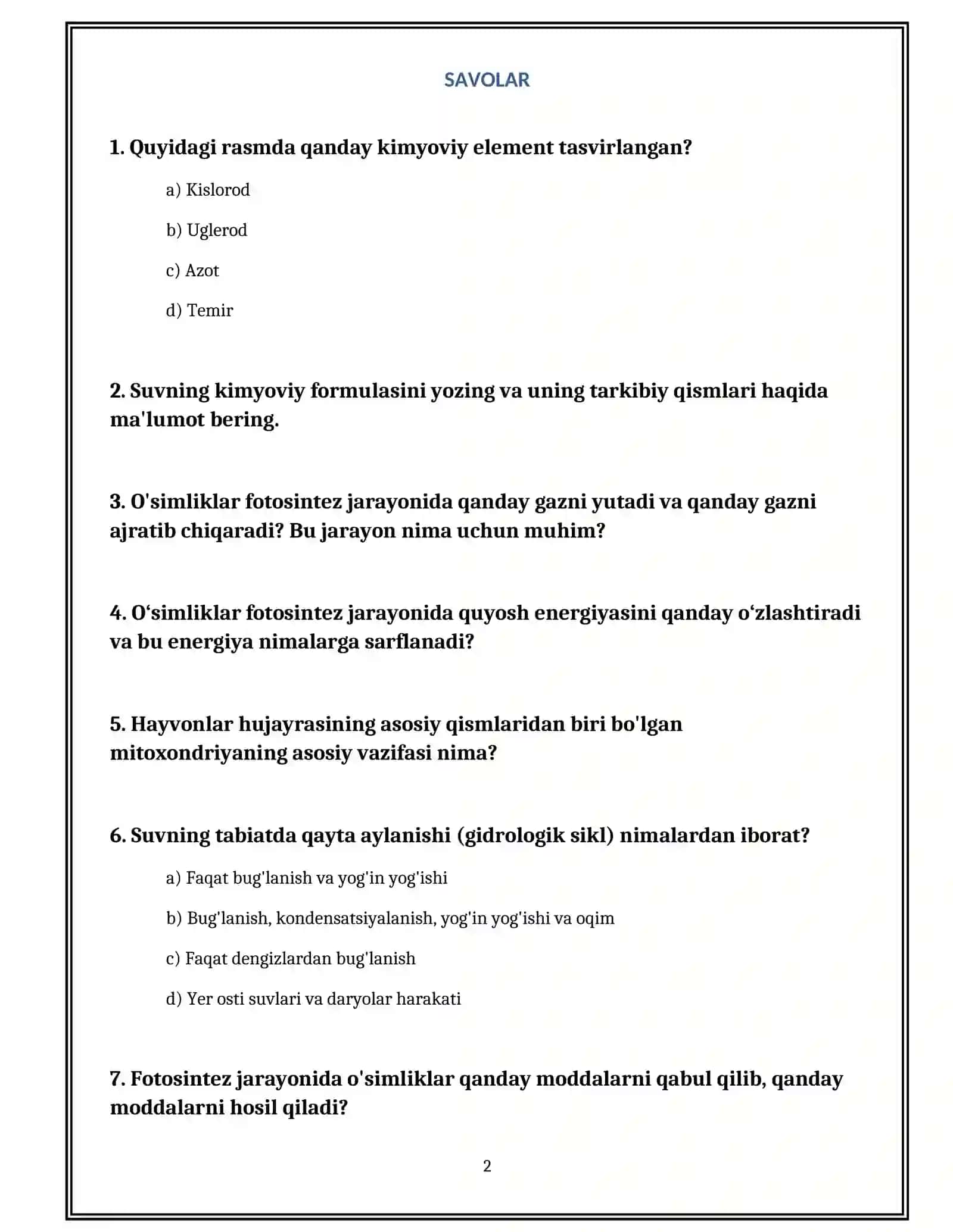 5-sinfda o‘tilganlarni takrorlash 2