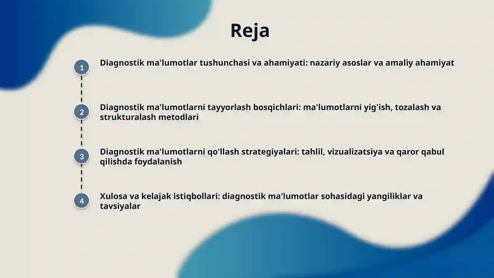 Diagnostik ma‘lumotlarni tayyorlash va qo‘llash metodikasi 2