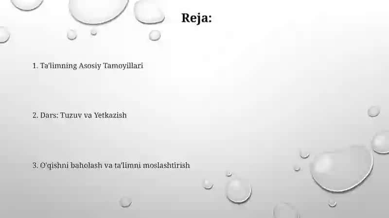 Taʼlim tamoyillari va qoidalari.Dars taʼlimning asosiy shakli sifatida 2
