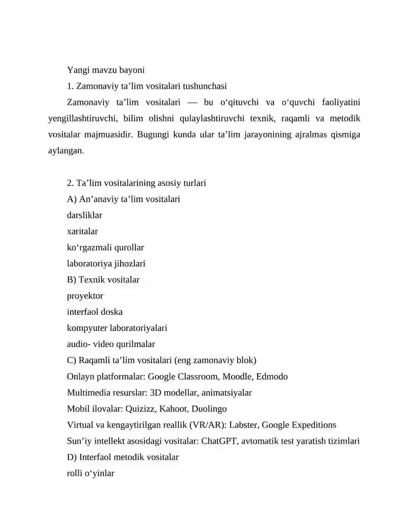 Zamonaviy ta’lim vositalarining turlari 2
