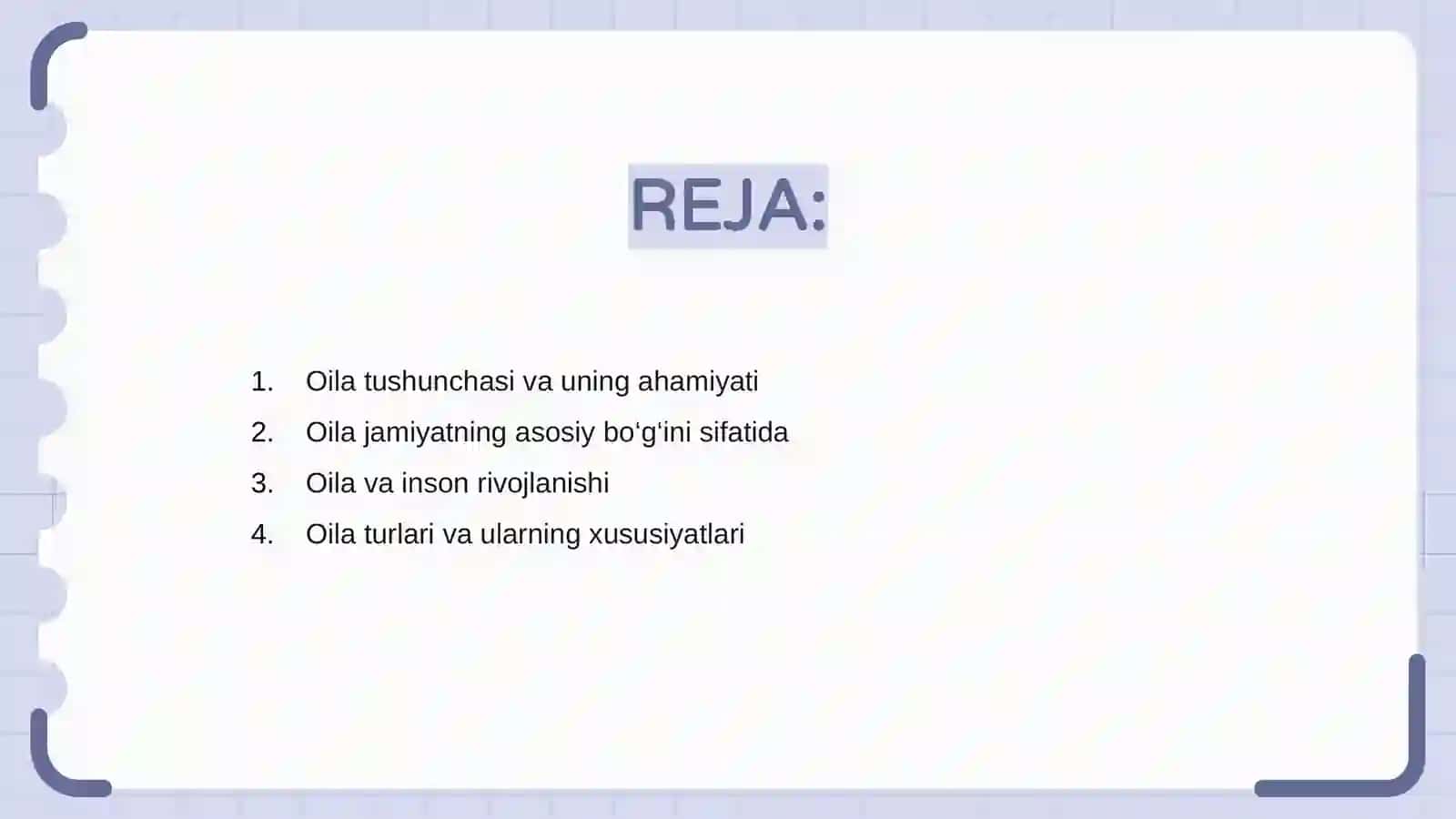 Oilaning O'rniga Jamoyilashuv 2