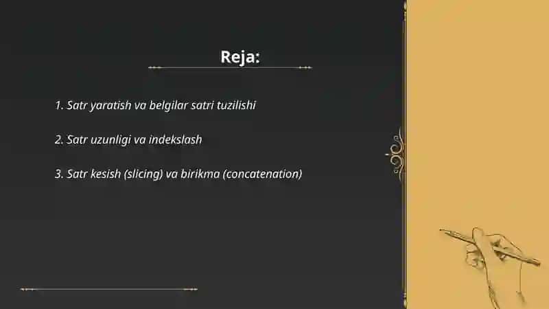 Satrlar va kengaytirilgan belgilar 2