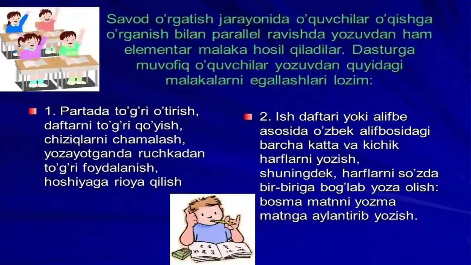 O’ tovush-harfini yozishga o’rgatish 2