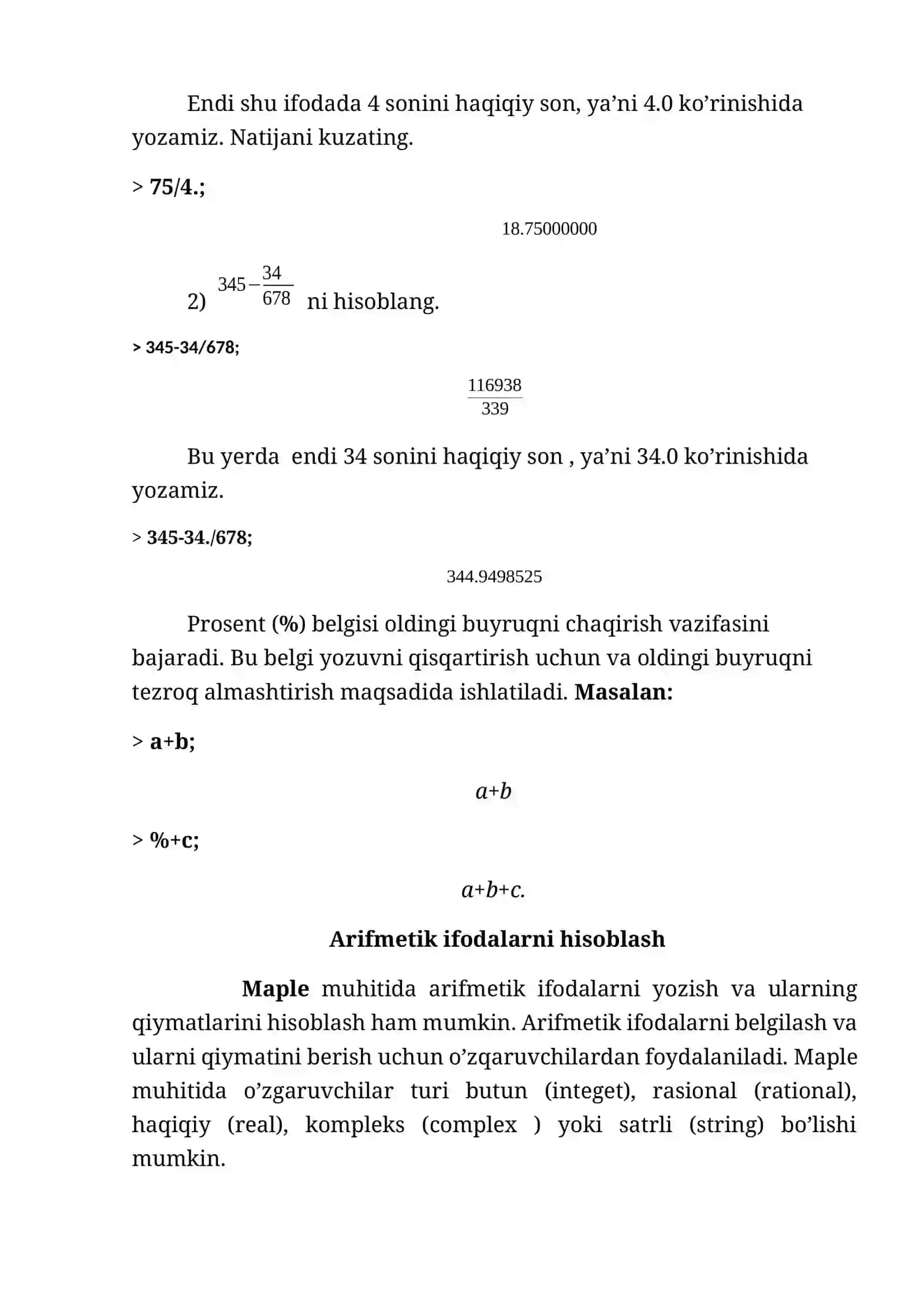 MA’LUMOT TIPLARI VA ULAR BILAN ISHLASH 2