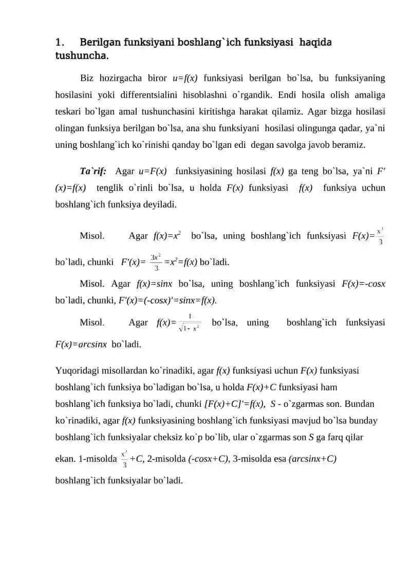 Aniq va aniqmas integrallar 2