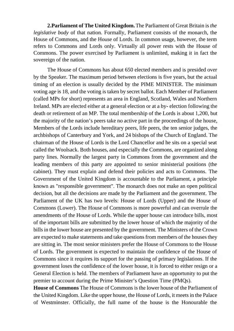 Political System of the UK 2