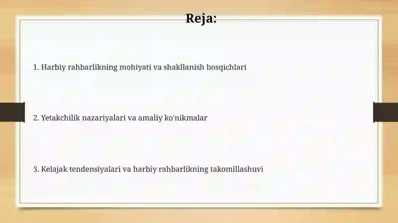 Harbiy rahbar mahorati 2