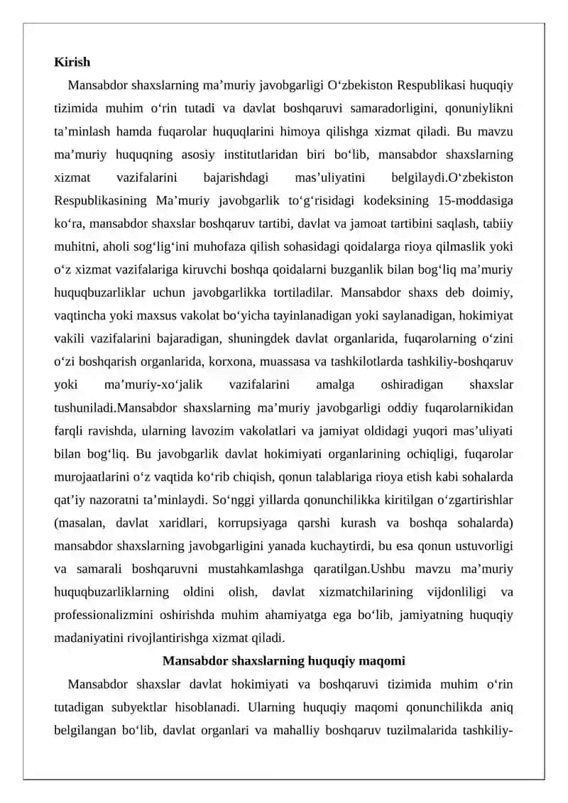 Mansabdor shaxslarning ma’muriy javobgarligi 2