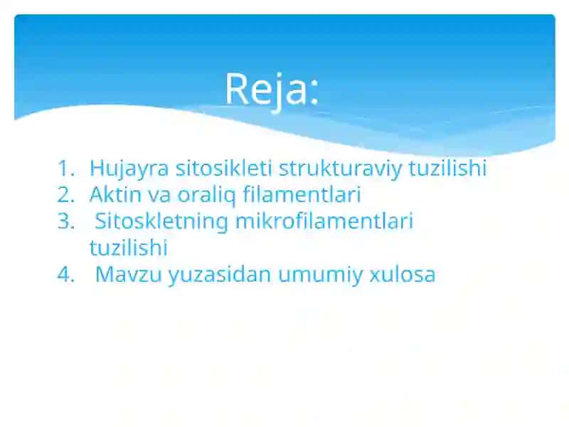 Hujayra sitoskletining strukturaviy va funksional tashkil etilishi 2