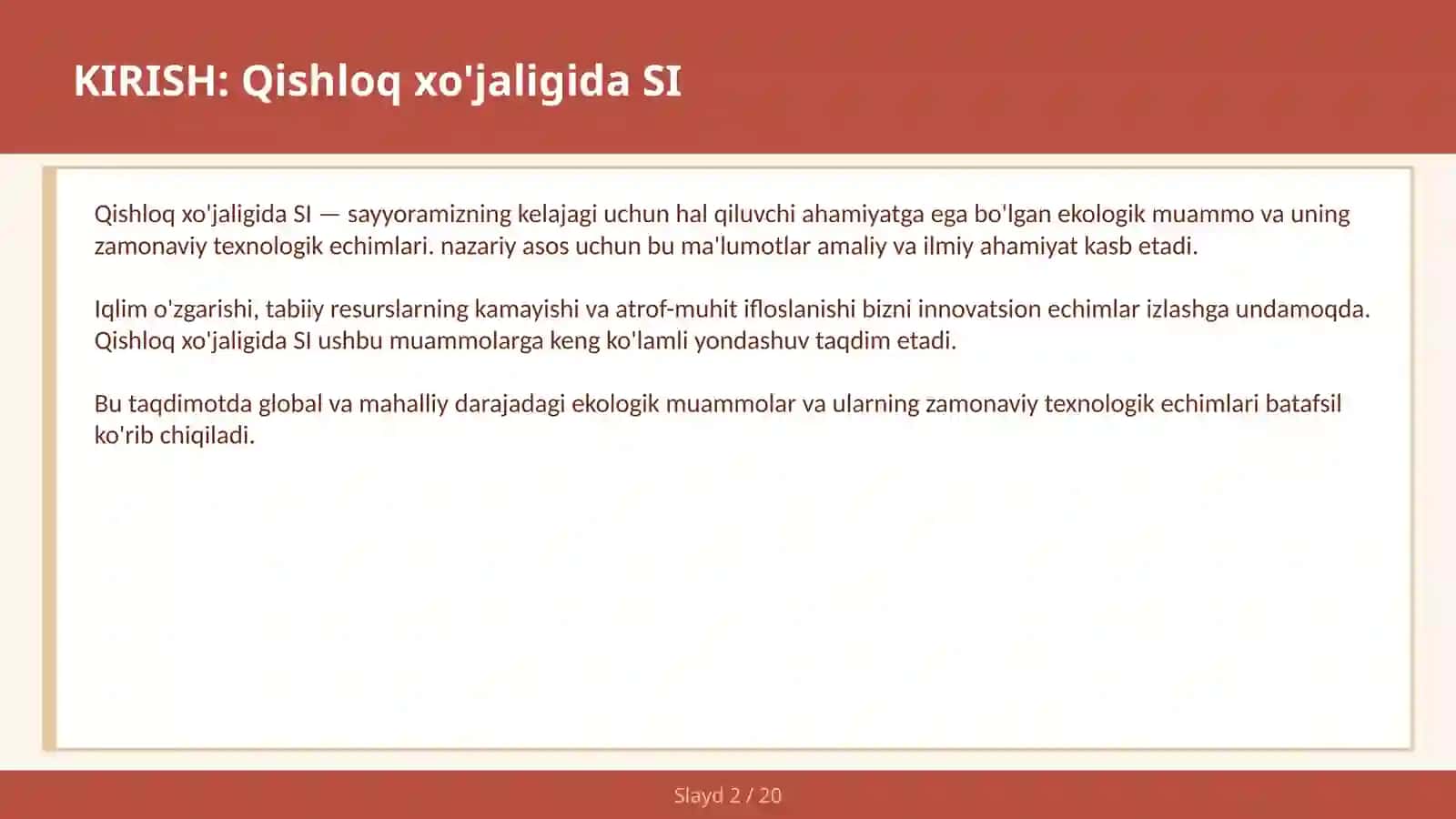 Qishloq xo'jaligida SI 2