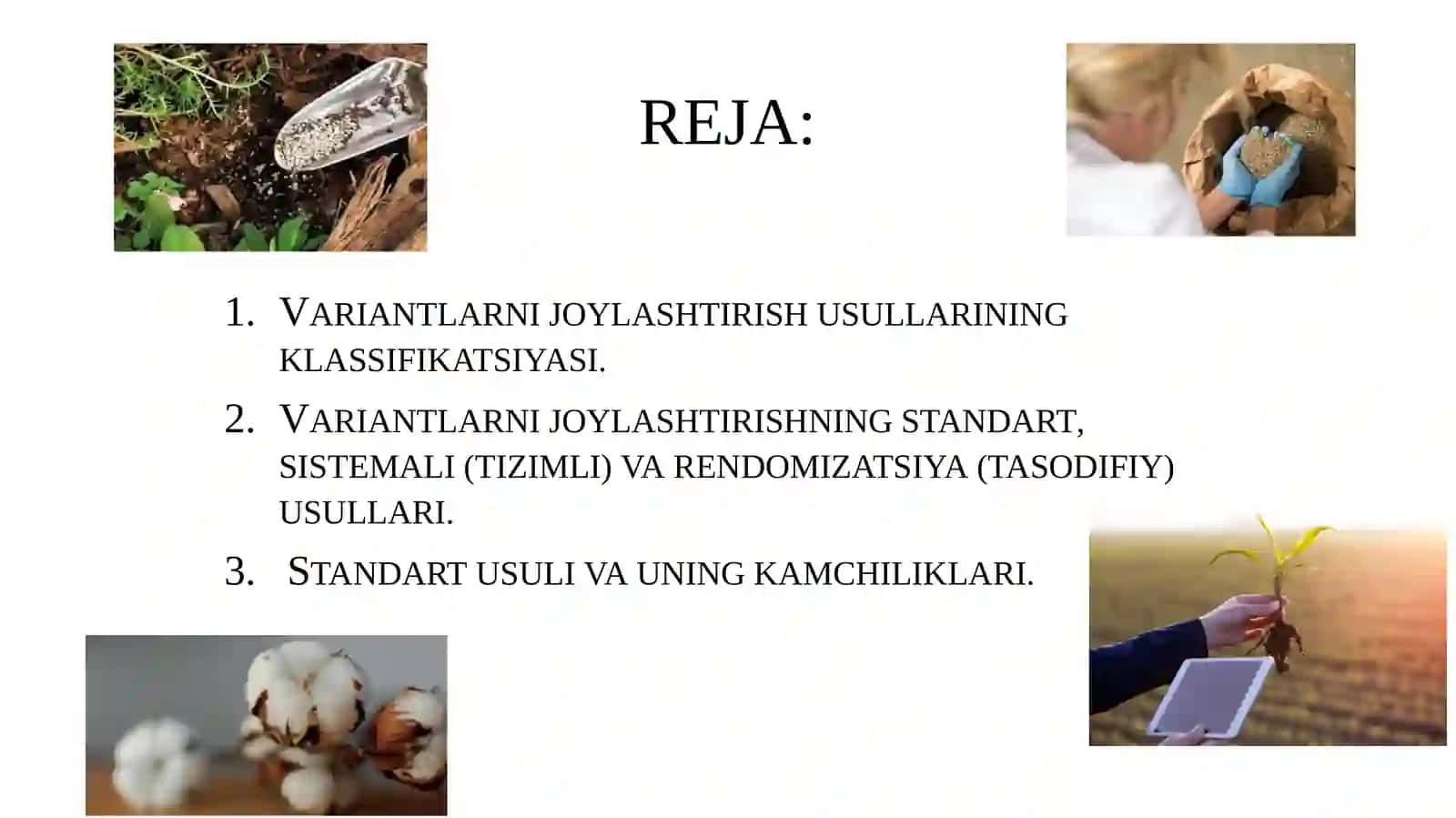 Dala tajribasida variantlarni joylashtirish usullari 2