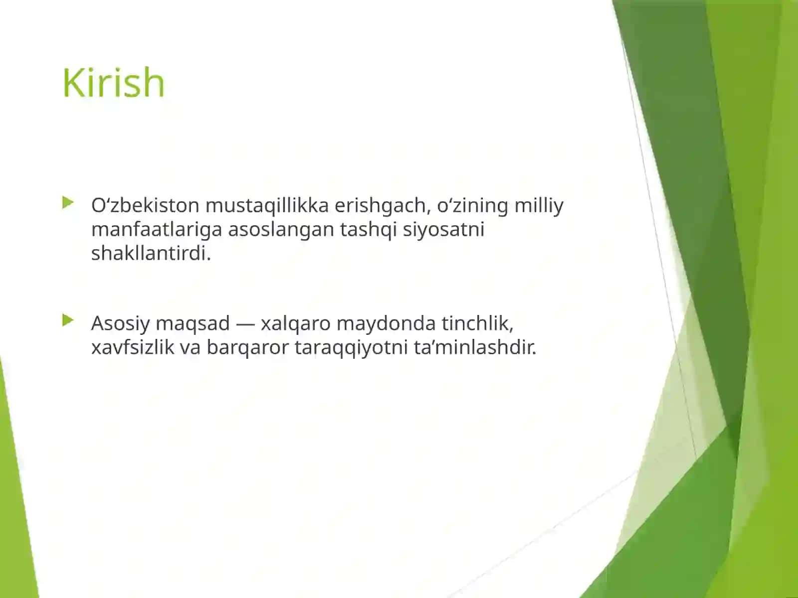 O‘zbekiston Respublikasining tashqi siyosati 2