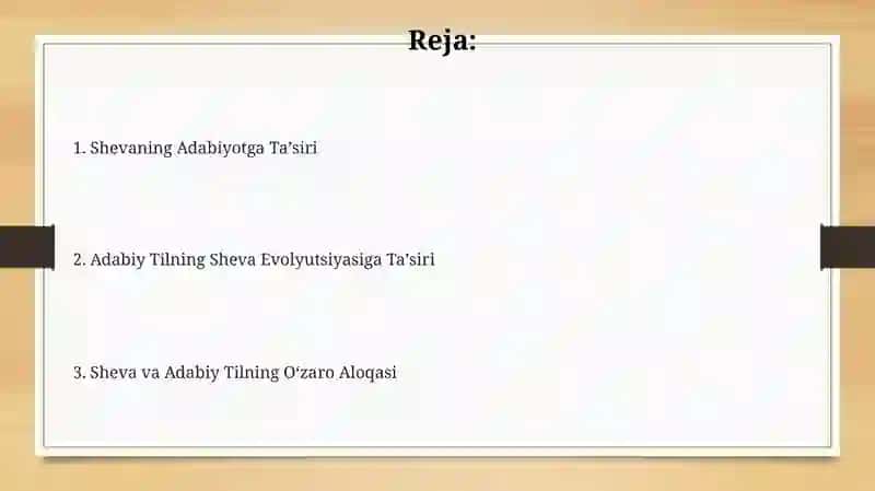Sheva va Adabiy Tilning Oʻzaro Aloqasi 2