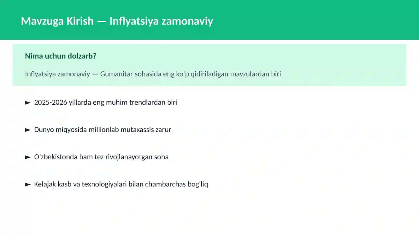Inflyatsiya zamonaviy 2