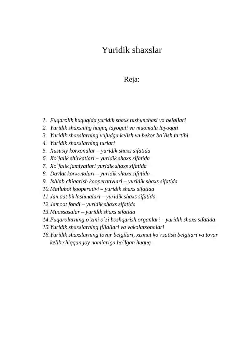 Yuridik shaxs MUSTAQIL TALIM 2