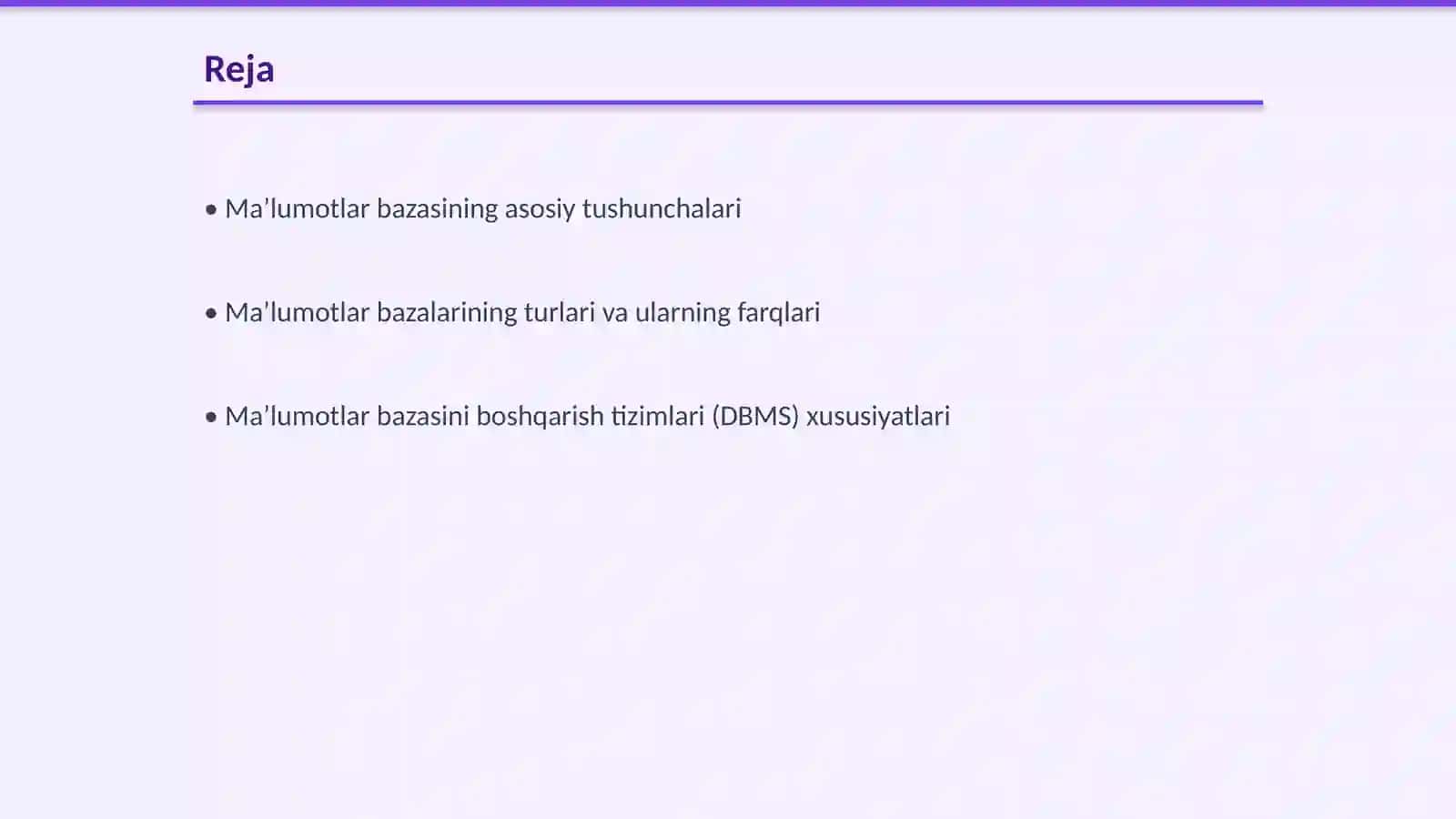 Ma’lumotlar bazasini boshqarish tizimlari 2
