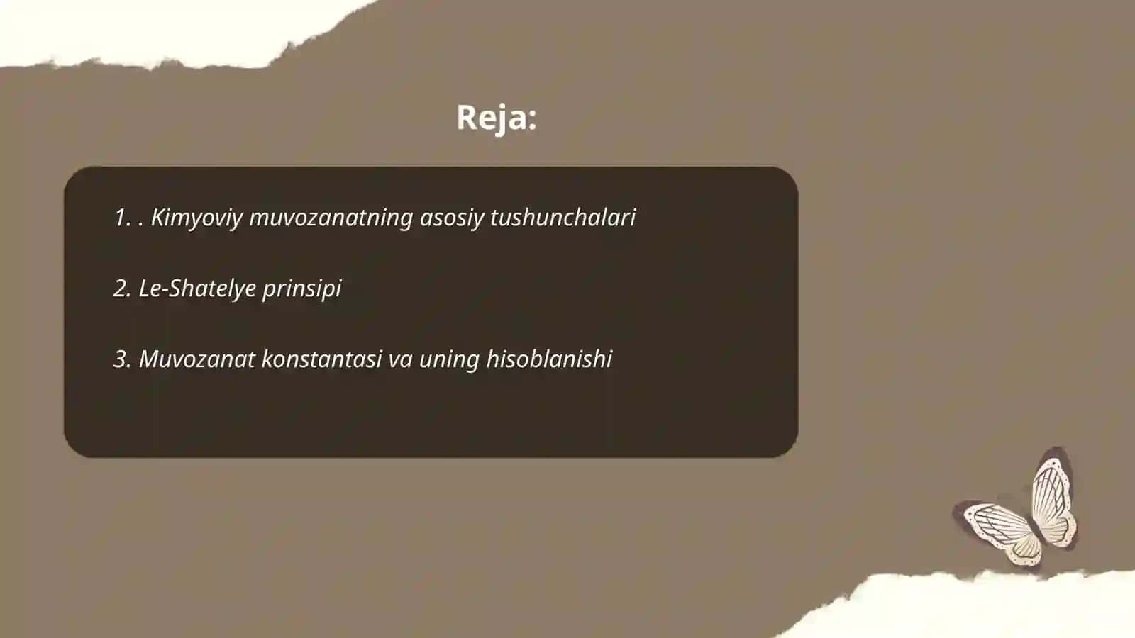 Kimyoviy muvozanatning asosiy tushunchalari 2