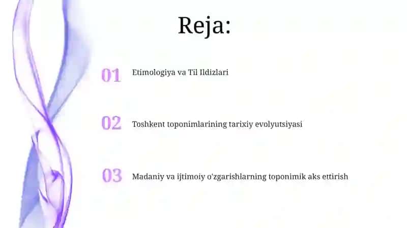 Toshkent toponimlarini o'rganish 2